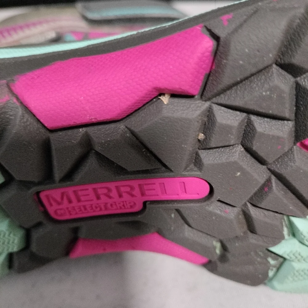 Merrell Select Dry Gray, Pink & Aqua Winter Boots YouthGirls Sz 4M Youth Hiking